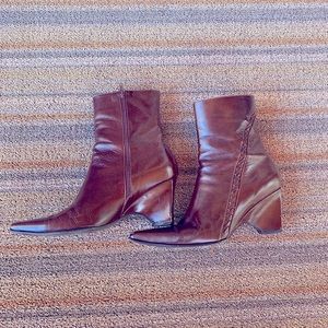 Dark Brown Leather Booties